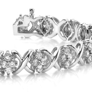 X Quad Diamond Bracelet In Platinum Or Gold