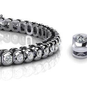 Half Bezel Cushion Diamond Tennis Bracelet In Gold Or Platinum