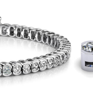 Half Bezel Confidence Tennis Bracelet In 18K 14K White Gold Yellow Gold Or Platinum