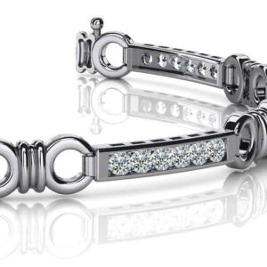 Double Circle Channel Bracelet In 14K 18K White Yellow Rose Gold Or Platinum