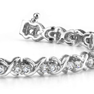 Double Diamond X Link Bracelet In White Yellow Or Rose Gold