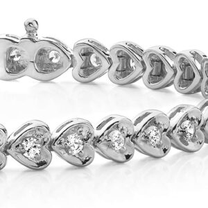 Heart Link Diamond Bracelet Available In White Yellow Rose Gold Or Platinum
