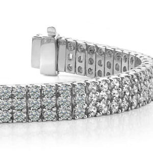 Classic Three Row Diamond Bracelet In Platinum Or Gold