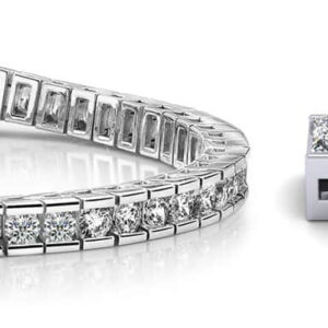 Classic Diamond Box Tennis Bracelet In White Yellow Or Rose Gold