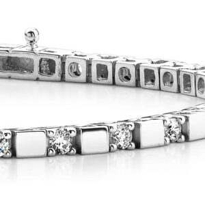 Alternating Diamond Block Harmony Tennis Bracelet In Gold Or Platinum