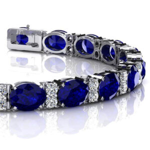 Oval Color Diamond Link Bracelet In 14K 18K White Yellow Or Rose Gold