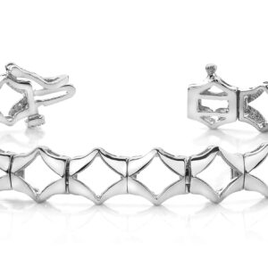 Classic Hollow Diamond Pattern Bracelet In 14K 18K White Yellow Or Rose Gold