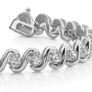 Smart S Diamond Tennis Bracelet In Yellow White Gold Or Platinum