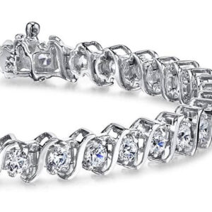 Classic S Shaped Diamond Tennis Bracelet In 14K 18K White Yellow Gold Platinum