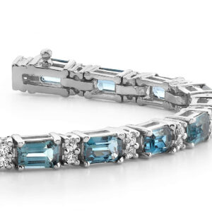 Octagonal Gemstone And Diamond Bracelet In White Gold Yellow Gold And Platinum