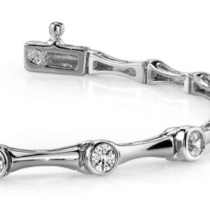 Classic Column Link Five Diamond Bracelet In Yellow Gold White Gold And Platinum