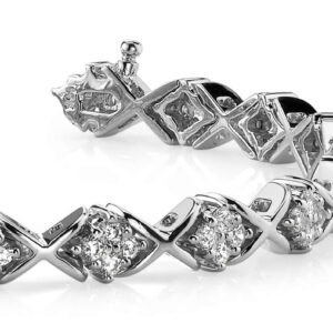 X Pattern Diamond Bracelet In 14K 18K White Yellow Rose Gold Or Platinum