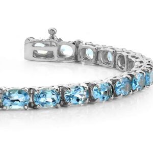 Oval Colored Stone Bracelet In Platinum Or Gold