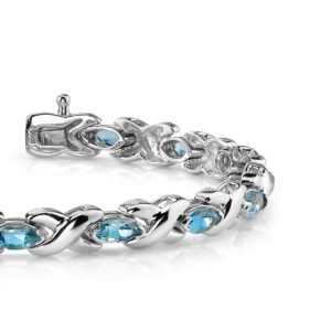 Marquise Shaped Gemstone Bracelet In Gold Or Platinum