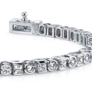 Square And Round Diamond Tennis Bracelet