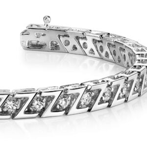 Z Link Diamond Tennis Bracelet In 14K 18K Yellow White Or Rose Gold