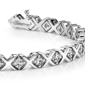 X And O Diamond Bracelet In White Yellow Gold Or Platinum