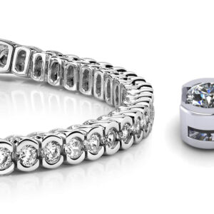 Pillow Bezel Set Diamond Tennis Bracelet In 14K 18K Or Platinum