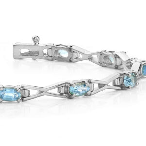 Cross Link Colored Stone Bracelet