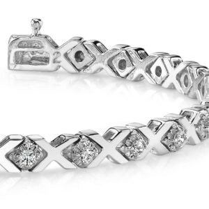 Illusion X And Diamond Bracelet In Yellow White Gold Or Platinum