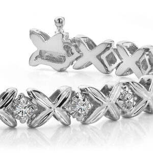 Multi Faceted Diamond Bracelet In 14K 18K White Gold Yellow Gold Or Platinum