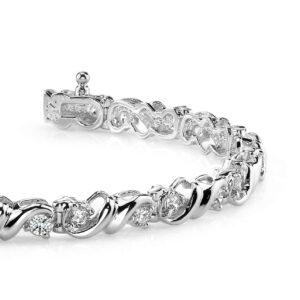 Diamond Waves Bracelet In Yellow White Gold Or Platinum