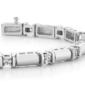 Diamond Train Bracelet In White Yellow Or Rose Gold