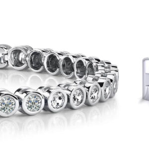 Classic Round Bezel Set Diamond Tennis Bracelet Available In Platinum Or Gold