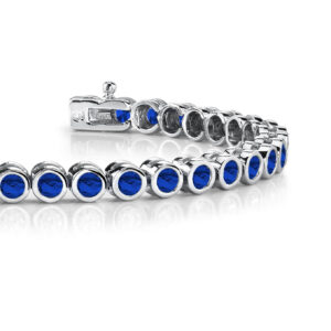 Classic Round Bezel Set Gemstone Bracelet In White Gold Yellow Gold And Platinum