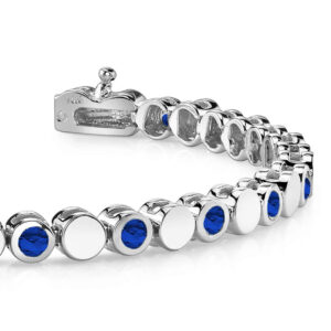 Alternating Circle And Gemstone Bracelet In White Gold Yellow Gold And Platinum