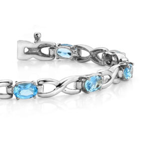 Wavy X Oval Stone Bracelet In Yellow Gold White Gold And Platinum