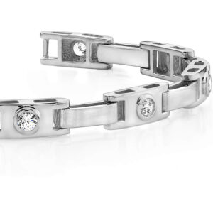 Two Tone Buckle Link Diamond Bracelet In Platinum Or Gold