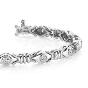 Wrapped X Link Diamond Bracelet In Platinum Or Gold