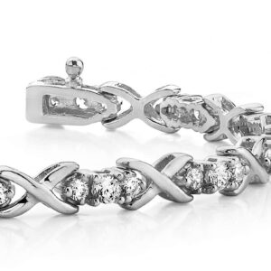 Triple Diamond X Link Bracelet Available In White Yellow Rose Gold Or Platinum
