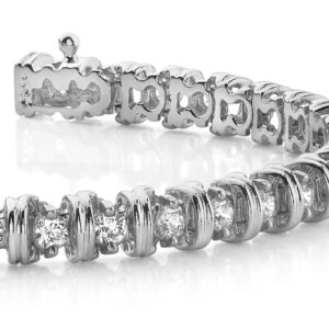 Wide Link Diamond Tennis Bracelet