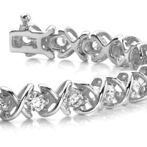 X Link Diamond Tennis Bracelet In White Yellow Or Rose Gold