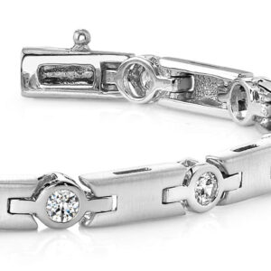 Solid H Link Diamond Bracelet Available In Gold Or Platinum