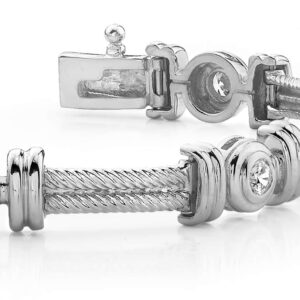 Twisted Rope Link Diamond Bracelet In White Yellow Gold Or Platinum