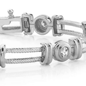 Parallel Twisted Rope Diamond Bracelet In 14K 18K Or Platinum