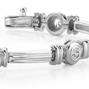 Column Link Bezel Set Diamond Bracelet In Yellow White Gold Or Platinum