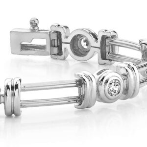 Solid Parallel Link Diamond Bracelet In Rose Gold White Gold Yellow Gold