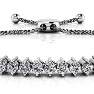 2 Prong Adjustable Diamond Tennis Bracelet In Platinum Or Gold