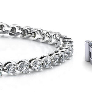 Timeless Three Prong Tennis Bracelet In 14K 18K White Gold Yellow Gold Or Platinum