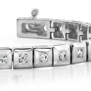 Bezel Set Square Link Diamond Bracelet In 14K 18K Or Platinum