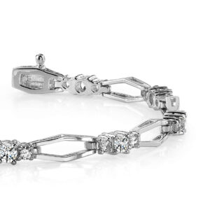 Hexagon Link And Diamond Bracelet