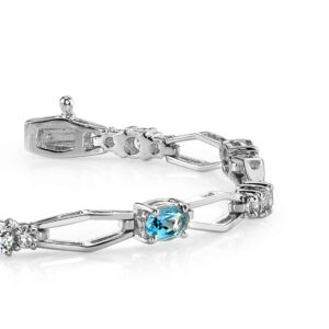 Hexagon Link Gemstone And Diamond Bracelet