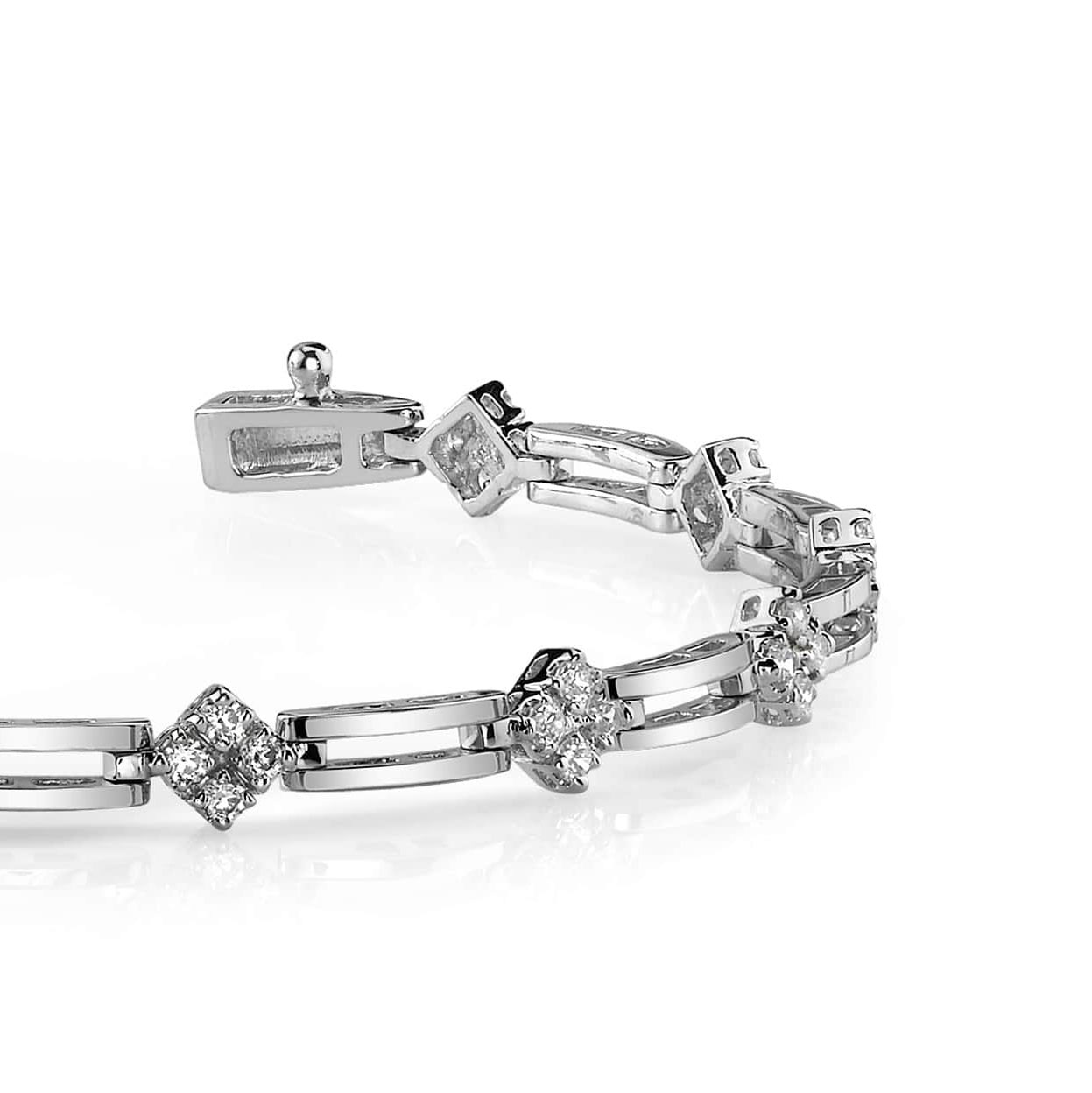 Diamond Silhouette And Rectangle Bracelet In 14K 18K White Yellow Gold Platinum