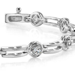 Alternating Round And Bar Link Diamond Bracelet