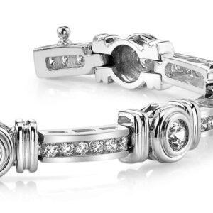 Channel And Bezel Set Fashion Diamond Bracelet In White Yellow Gold Or Platinum