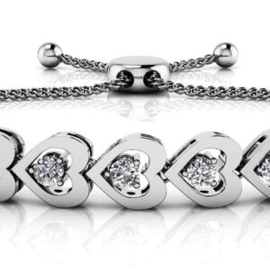 Adjustable Diamond Heart Link Bracelet